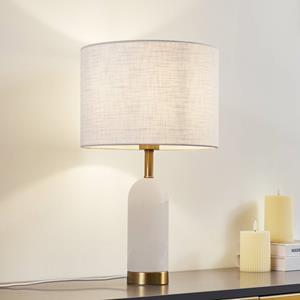 LINDBY tafellamp albast, wit/goud, Ø 30 cm, marmer, E27