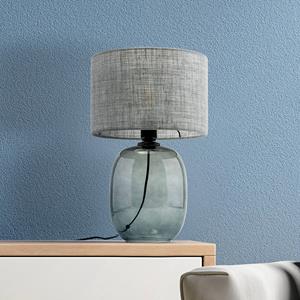TK Lighting Melody tafellamp, hoogte 48 cm, rookgrijs glas, grijze stof