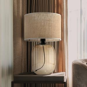 TK Lighting Melody tafellamp, hoogte 48 cm, bruin glas, natuurlijk jute