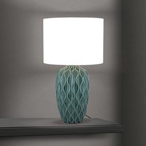Orion Tortuga tafellamp, groen/wit, hoogte 49,5 cm, keramiek/linnen