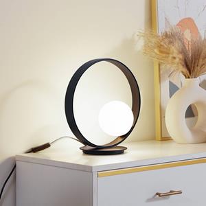LUCANDE LED tafellamp  Luneo, zwart/opaal, glas, dimbaar