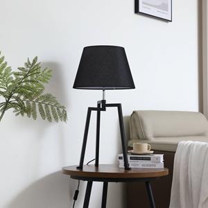 LUCANDE tafellamp Amona, zwart, textiel, 69 cm, driepoot