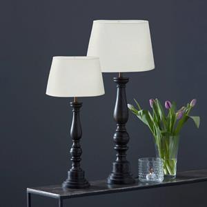 PR Home tafellamp Doris Omera wit/zwart 64 cm stof/hout