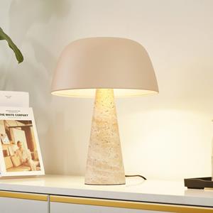 LINDBY tafellamp Magritt, beige, metaal, steen, 41 cm