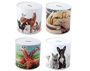 Merkloos Spaarpot Metaal XL Dieren 15x15cm
