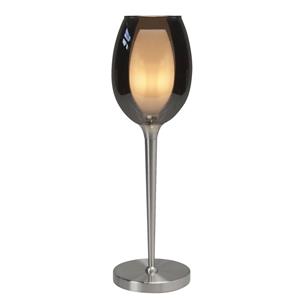 Highlight Belle tafellamp, rookgrijs/nikkel, hoogte 40 cm, glas