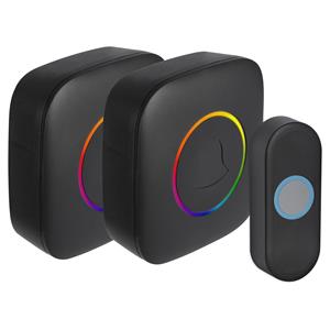 Praxis Exin Gong Set - 2 X Batterij - Beldrukker - Rgb Licht - Zwart