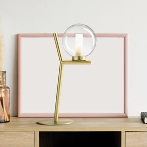 Miloox by Sforzin Camely tafellamp, 1-lamp, geborsteld goud/helder, glas