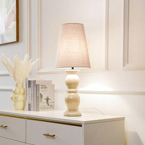 LUCANDE tafellamp Lyndorin, beige, keramiek