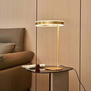 LUCANDE LED tafellamp Jekta, messingkleurig, 59 cm, dimbaar