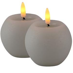 Magic Flame LED kaarsen/bolkaarsen - 2x st - rond - wit - D8 x H7,5 cm -