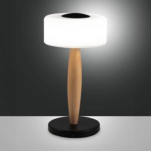 Fabas Luce Elea LED tafellamp, zwart, hoogte 29 cm, glas, hout