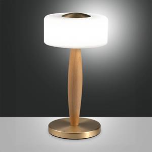 Fabas Luce Elea LED tafellamp, messingkleurig, hoogte 29 cm, glas, hout