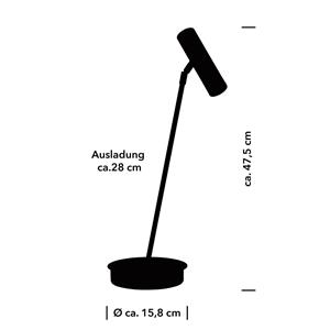 HELL Tom Pro LED tafellamp, zwart, hoogte 47 cm, CCT, dimmer