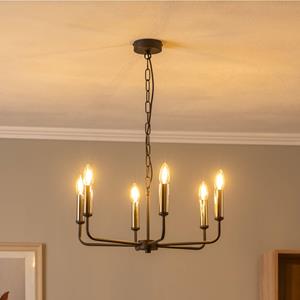 Euluna Kroonluchter Ampli, zwart/goud, 6-lamps