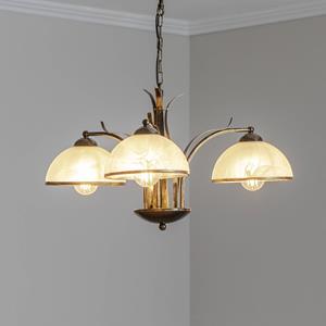 Luminex Corfu kroonluchter, 3-lamps, goudkleurig antiek, Ø 68 cm