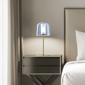Miloox by Sforzin Tafellamp Frida, frame goud, buitenkap blauw