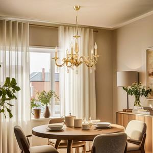 Lucea Kroonluchter Castro, antiek messing, 5-lamps