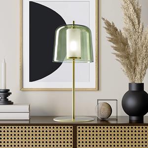 Miloox by Sforzin Tafellamp Frida, frame goud, buitenkap groen