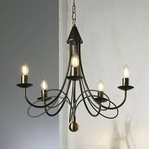 ONLI Milvia kroonluchter, 5-lamps, bronskleurig, metaal
