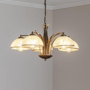 Luminex Kroonluchter Corfu, 5-lamps, Ø 68 cm, goudkleurig antiek