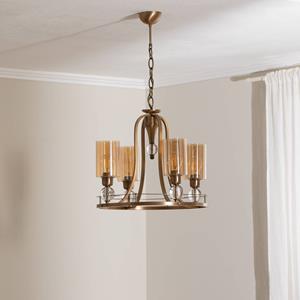 Avonni Kroonluchter Jadina, goud antiek, 4-lamps, Ø 50 cm metaal/glas
