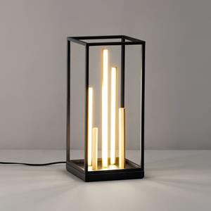 FISCHER & HONSEL Grid LED tafellamp, zwart/goud, metaal, CCT, dimbaar