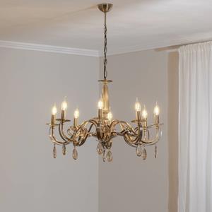 Lucea Kroonluchter Castro, antiek messing, 8-lamps