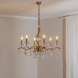 Avonni Kroonluchter Elizabeth Ø80cm metaal/kristal 6flg. antiek goud