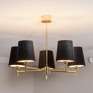 Euluna kroonluchter Nita, zwart/goud, 5-lamps
