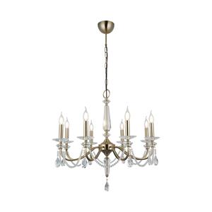 Lucea Kroonluchter Adone, rond, 8-lamps, messing, kristalglas