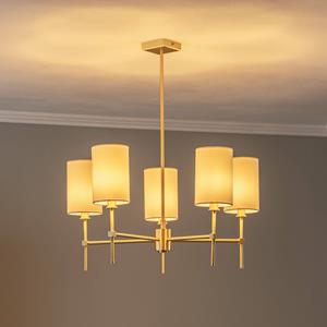 Argon Kroonluchter Azzi stoffen kap 5-lamps wit