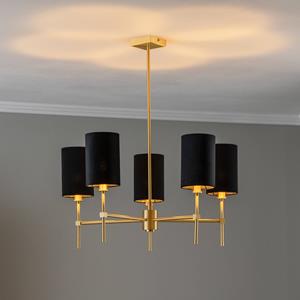 Argon Kroonluchter Azzi stoffen kap 5-lamps zwart