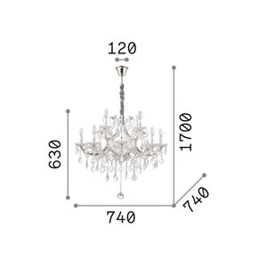 Ideallux Ideal Lux kroonluchter Napoleon, goudkleurig, kristal 12flg.
