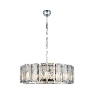 Lucea Kroonluchter Orvin, rond, chroom, 8-lamps, Ø 67 cm, glas