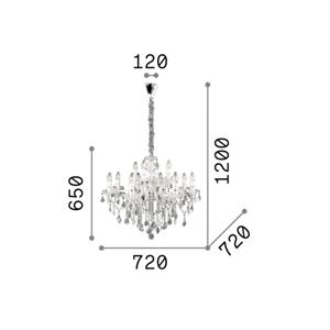 Ideallux Ideal Lux kroonluchter Florian chroomkleurig, kristal, 12flg.
