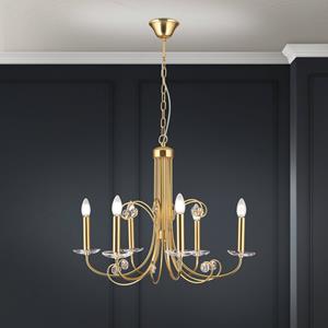 Orion Ariane kroonluchter, goudkleurig, Ø 67,5 cm, kristal, 6-lamps.