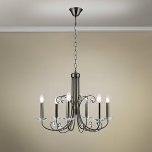Orion Ariane kroonluchter, nikkel, Ø 67,5 cm, kristal, 6-lamps.