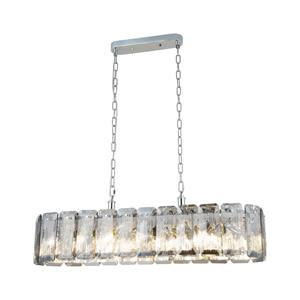 Lucea Kroonluchter Orvin, lineair, chroom, 16-lichts, lengte 96 cm, glas