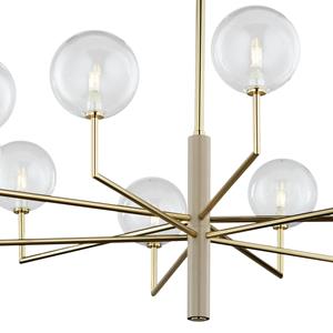 Jupiter Feme kroonluchter, goudkleurig, glas, 10-lamps, G9