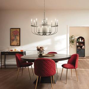 KICHLER Kroonluchter Capitol Hill, 12-lamps, geborsteld nikkel