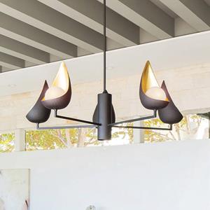 Quintiesse Kroonluchter Ren, 6-lamps, zwart/goud