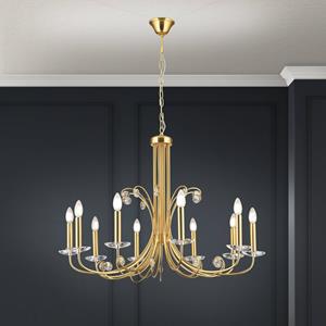 Orion Kroonluchter Ariane, goudkleurig, Ø 92 cm, kristal, 10-lamps.