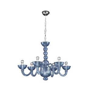 KOLARZ Murano Erizzo kroonluchter, blauw, Murano glas, 6-lamps.