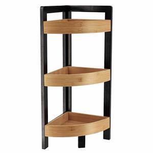 Tendance Hoekkast met 3 planken - hout / zwart - 61 x 23 cm - opbergkast / wandkast -