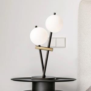 Miloox by Sforzin Kika tafellamp, 2-lamps, zwart/wit, metaal, glas