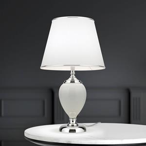Orion Ovum tafellamp, wit/chroom, hoogte 48 cm, keramiek/chintz