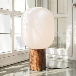 Markslöjd Tafellamp Skene met houten voet en glazen kap 44cm