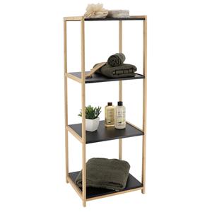 Tendance Opbergkast - hout / zwart - 4 planken - 102 x 35 x 30 cm - badkamer -