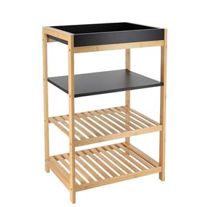 Tendance Opbergkast - hout / zwart - 4 planken - 70 x 43 x 33 cm - badkamer -